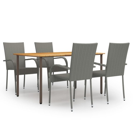 5 Piece Gray Rattan Garden Dining Furniture Set by vidaXL, Garden sets - Ref: Foro24-3072493, Price: 332,68 €, Discount: %