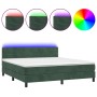 Cama box spring colchón y LED terciopelo verde oscuro 160x200cm de , Camas y somieres - Ref: Foro24-3134474, Precio: 490,38 €...