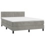 Box spring bed with mattress and LED light gray velvet 140x200 cm by , Beds and slatted bases - Ref: Foro24-3134525, Price: 4...