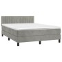 Box spring bed with mattress and LED light gray velvet 140x190 cm by , Beds and slatted bases - Ref: Foro24-3134519, Price: 4...