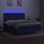 Box spring bed mattress and LED lights blue fabric 160x200 cm by , Beds and slatted bases - Ref: Foro24-3134971, Price: 571,9...