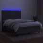 Box spring bed mattress and LED lights dark gray fabric 140x190 cm by , Beds and slatted bases - Ref: Foro24-3135030, Price: ...