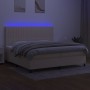 Boxspringbettmatratze und LED-Leuchten aus cremefarbenem Stoff 200x200 cm von , Betten und Lattenroste - Ref: Foro24-3135066,...