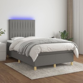 Cama box spring con colchón y LED tela gris oscuro 120x200 cm de , Camas y somieres - Ref: Foro24-3135582, Precio: 408,99 €, ...