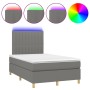 Cama box spring con colchón y LED tela gris oscuro 120x200 cm de , Camas y somieres - Ref: Foro24-3135582, Precio: 432,14 €, ...