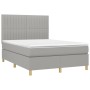 Box spring bed mattress and LED lights light gray fabric 140x190 cm by , Beds and slatted bases - Ref: Foro24-3135589, Price:...