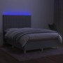 Box spring bed mattress and LED lights light gray fabric 140x190 cm by , Beds and slatted bases - Ref: Foro24-3135589, Price:...