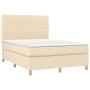 Boxspringbett-Matratze und LED-Leuchten, cremefarbener Stoff, 140 x 190 cm von , Betten und Lattenroste - Ref: Foro24-3135594...