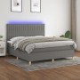 Box spring bed mattress and LED lights dark gray fabric 160x200 cm by , Beds and slatted bases - Ref: Foro24-3135606, Price: ...