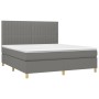 Cama box spring colchón y luces LED tela gris oscuro 160x200 cm de , Camas y somieres - Ref: Foro24-3135606, Precio: 564,55 €...