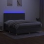 Box spring bed mattress and LED lights dark gray fabric 160x200 cm by , Beds and slatted bases - Ref: Foro24-3135606, Price: ...