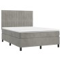 Cama box spring colchón y LED terciopelo gris claro 140x190 cm de , Camas y somieres - Ref: Foro24-3136239, Precio: 533,05 €,...