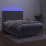 Box spring bed with mattress and LED light gray velvet 140x190 cm by , Beds and slatted bases - Ref: Foro24-3136239, Price: 5...