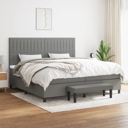 Cama box spring con colchón tela gris oscuro 200x200 cm de , Camas y somieres - Ref: Foro24-3136782, Precio: 753,07 €, Descue...