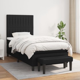 Cama box spring con colchón tela negro 100x200 cm de , Camas y somieres - Ref: Foro24-3136735, Precio: 383,72 €, Descuento: %