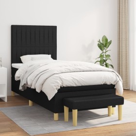 Cama box spring con colchón tela negro 100x200 cm de , Camas y somieres - Ref: Foro24-3137295, Precio: 387,54 €, Descuento: %