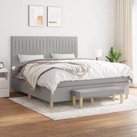 Cama box spring con colchón tela gris claro 160x200 cm de , Camas y somieres - Ref: Foro24-3137325, Precio: 614,43 €, Descuen...