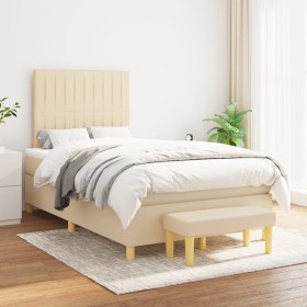 Box spring bed with cream fabric mattress 120x200 cm by , Beds and slatted bases - Ref: Foro24-3137306, Price: 466,46 €, Disc...