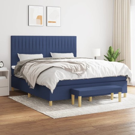 Boxspringbett mit blauer Stoffmatratze 160x200 cm von , Betten und Lattenroste - Ref: Foro24-3137331, Preis: 592,52 €, Rabatt: %