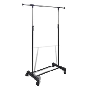 Adjustable clothes rack 4 wheels 1 bars by vidaXL, Dresser Organizers and Bar Hangers - Ref: Foro24-50259, Price: 25,99 €, Di...