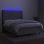 Box spring bed mattress and LED lights light gray fabric 140x190 cm by , Beds and slatted bases - Ref: Foro24-3138469, Price:...