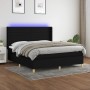 Box spring bed mattress and LED lights black fabric 160x200 cm by , Beds and slatted bases - Ref: Foro24-3138967, Price: 618,...