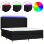 Box spring bed mattress and LED lights black fabric 160x200 cm by , Beds and slatted bases - Ref: Foro24-3138967, Price: 618,...