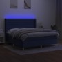 Box spring bed mattress and LED lights blue fabric 160x200 cm by , Beds and slatted bases - Ref: Foro24-3138971, Price: 570,8...