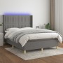 Cama box spring colchón y luces LED tela gris oscuro 140x190 cm de , Camas y somieres - Ref: Foro24-3139030, Precio: 508,36 €...