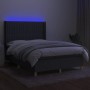 Box spring bed mattress and LED lights dark gray fabric 140x190 cm by , Beds and slatted bases - Ref: Foro24-3139030, Price: ...