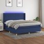 Box spring bed mattress and LED lights blue fabric 160x200 cm by , Beds and slatted bases - Ref: Foro24-3139051, Price: 582,7...