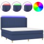 Cama box spring colchón y luces LED tela azul 160x200 cm de , Camas y somieres - Ref: Foro24-3139051, Precio: 570,13 €, Descu...