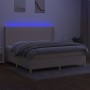 Boxspringbettmatratze und LED-Leuchten aus cremefarbenem Stoff 200x200 cm von , Betten und Lattenroste - Ref: Foro24-3139066,...