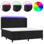 Boxspringbett mit Matratze und LED-Samt in Schwarz, 160 x 200 cm von , Betten und Lattenroste - Ref: Foro24-3139633, Preis: 5...