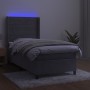 Box spring bed with mattress and LED light gray velvet 80x200 cm by , Beds and slatted bases - Ref: Foro24-3139589, Price: 34...