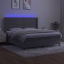 Cama box spring colchón y LED terciopelo gris claro 160x200 cm de , Camas y somieres - Ref: Foro24-3139631, Precio: 586,87 €,...