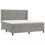 Cama box spring colchón y LED terciopelo gris claro 160x200 cm de , Camas y somieres - Ref: Foro24-3139631, Precio: 586,87 €,...