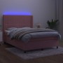 Cama box spring colchón y LED terciopelo rosa 140x190 cm de , Camas y somieres - Ref: Foro24-3139684, Precio: 528,98 €, Descu...