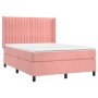 Cama box spring colchón y LED terciopelo rosa 140x190 cm de , Camas y somieres - Ref: Foro24-3139684, Precio: 528,98 €, Descu...