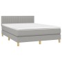 Box spring bed with light gray fabric mattress 140x200 cm by , Beds and slatted bases - Ref: Foro24-3140777, Price: 427,13 €,...