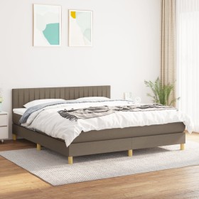 Box spring bed with taupe gray fabric mattress 160x200 cm by , Beds and slatted bases - Ref: Foro24-3140789, Price: 494,82 €,...