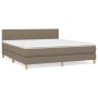 Box spring bed with taupe gray fabric mattress 160x200 cm by , Beds and slatted bases - Ref: Foro24-3140789, Price: 516,55 €,...