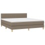 Box spring bed with taupe gray fabric mattress 160x200 cm by , Beds and slatted bases - Ref: Foro24-3140789, Price: 516,55 €,...