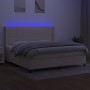 Box spring bed mattress and LED lights cream fabric 200x200 cm by , Beds and slatted bases - Ref: Foro24-3138506, Price: 693,...