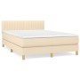 Cama box spring con colchón tela color crema 140x200 cm de , Camas y somieres - Ref: Foro24-3140782, Precio: 407,20 €, Descue...