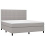 Boxspringbettmatratze und LED-Leuchten aus hellgrauem Stoff 160x200 cm von , Betten und Lattenroste - Ref: Foro24-3135045, Pr...