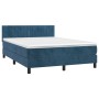 Box spring bed with dark blue velvet mattress 140x190 cm by , Beds and slatted bases - Ref: Foro24-3141423, Price: 438,40 €, ...