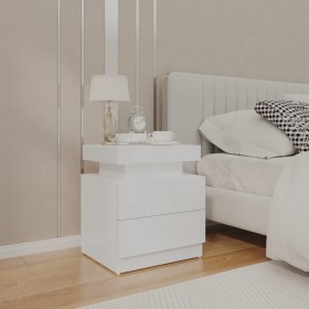 Glossy white engineered wood bedside table 45x35x52 cm by vidaXL, Nightstands - Ref: Foro24-326855, Price: 96,49 €, Discount: %