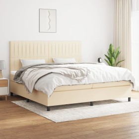 Box spring bed with cream fabric mattress 200x200 cm by , Beds and slatted bases - Ref: Foro24-3141966, Price: 699,23 €, Disc...