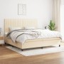 Cama box spring con colchón tela color crema 200x200 cm de , Camas y somieres - Ref: Foro24-3141966, Precio: 712,54 €, Descue...